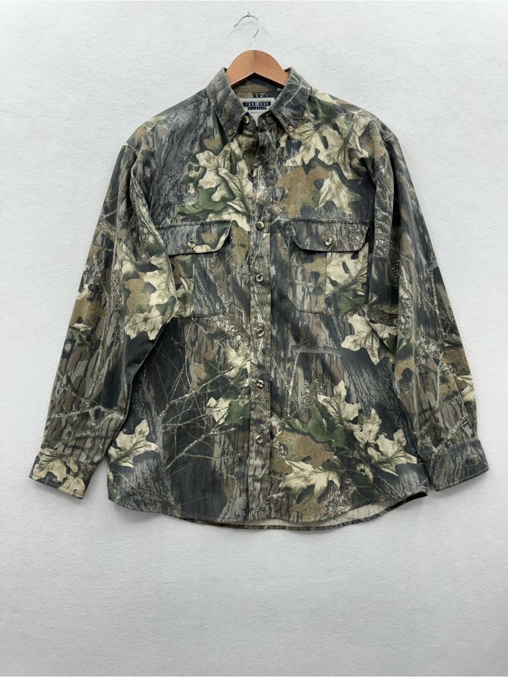 Jerzees Mossy Oak Men’s Medium Camo Button Up Shirt Vintage 90s